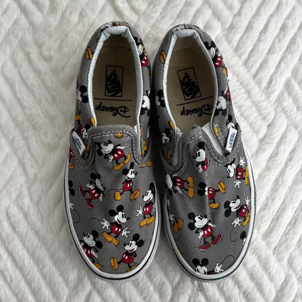 Vans Kids Gray Mickey Mouse Slip-On Sneakers - Picture 2 of 9